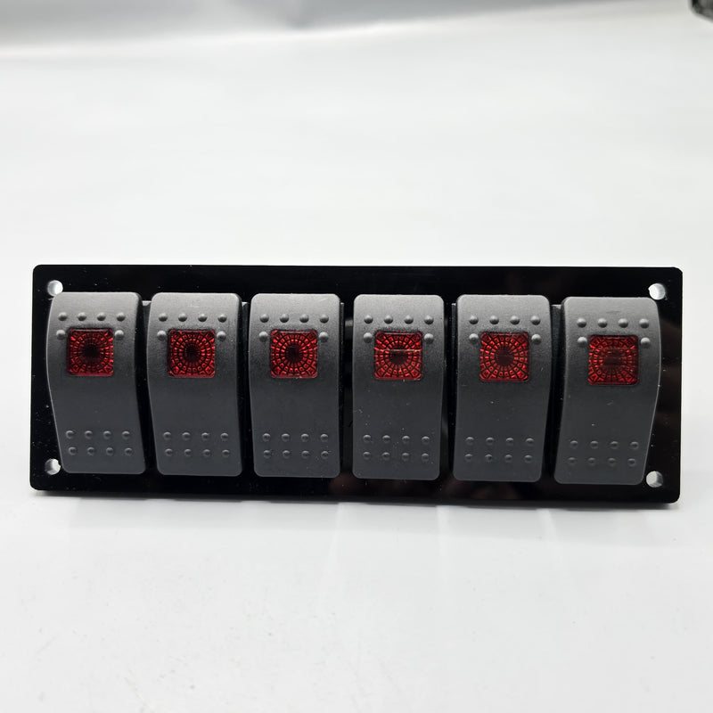 Universal 7-inch Switch Panel 6pcs Rocker Switches 1 Pc (Red)