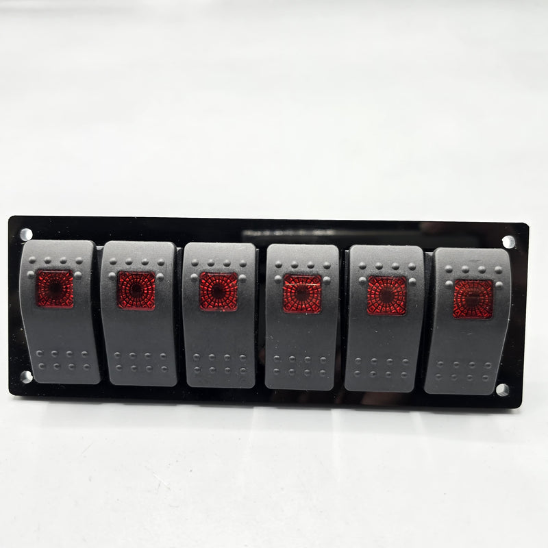 Universal 7-inch Switch Panel 6pcs Rocker Switches 1 Pc (Red)