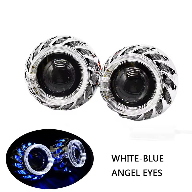 LIUHAWK Bi Xenon 2.5 Projector Shroud DRL+Indicator Fan Shape Style 2 Pcs Set(Blue/White)