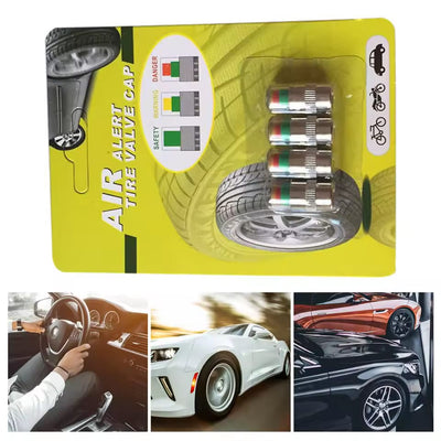 Universal Car Tire Pressure Valve Stem Caps Sensor 3 Colors Alarm Tire Indicator 4Pcs Set