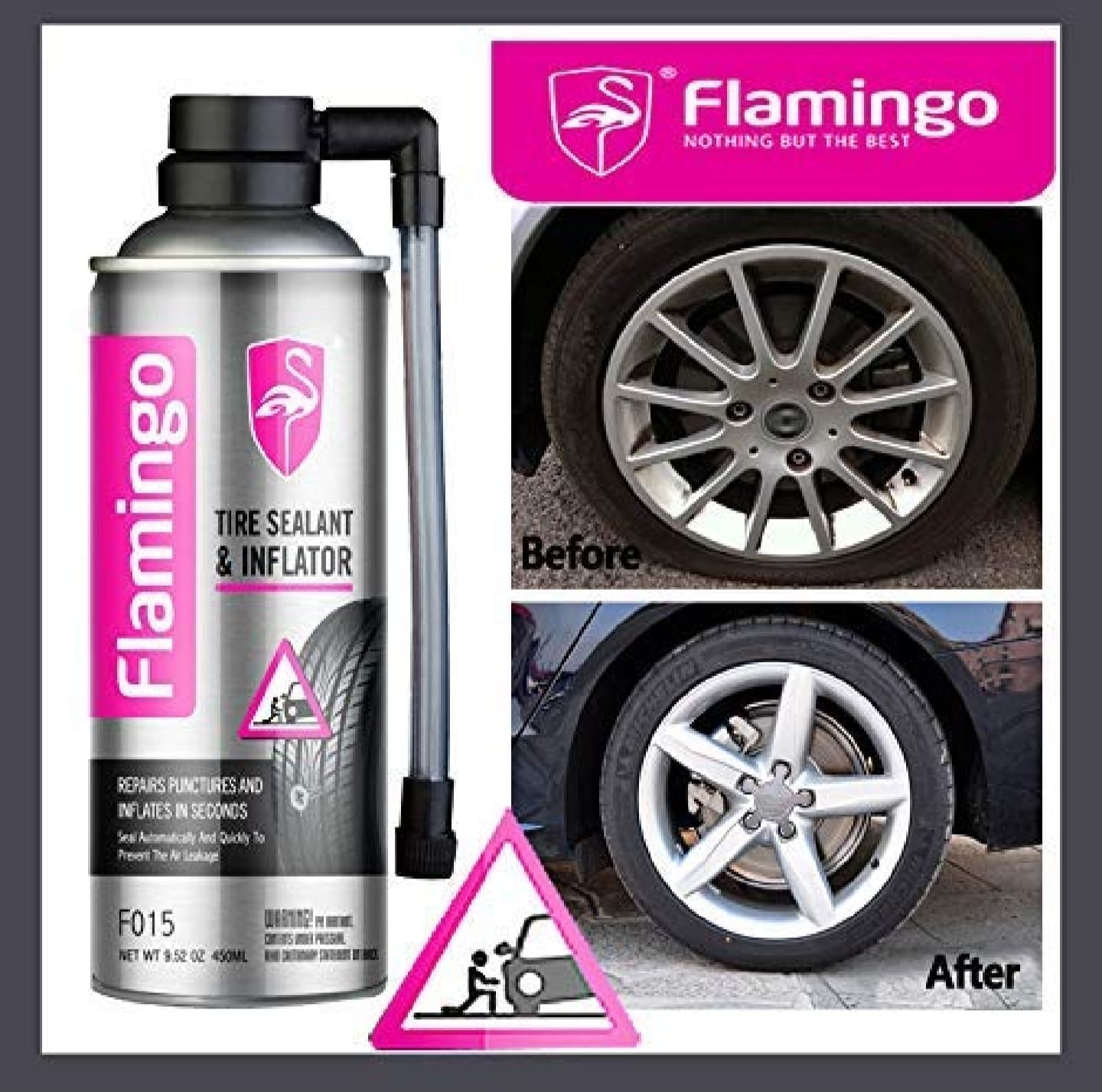 Universal Flamingo Tire Repairing  Liquid Tire Sealer Inflator 1 Pc