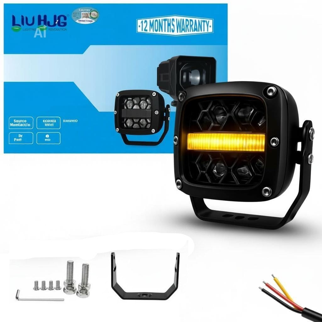 1 Pc HJG HP-93 Model Auxiliary LED 100W Work Light 4 LED Driving Lights For SUVs,Trucks,Cars