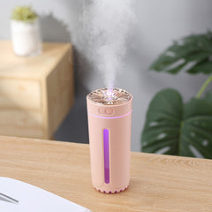 Wireless Air Humidifier Colorful lights Purifier 800mAh Rechargeable Cool Mist Maker For Car, Offices, And Home(Pink)