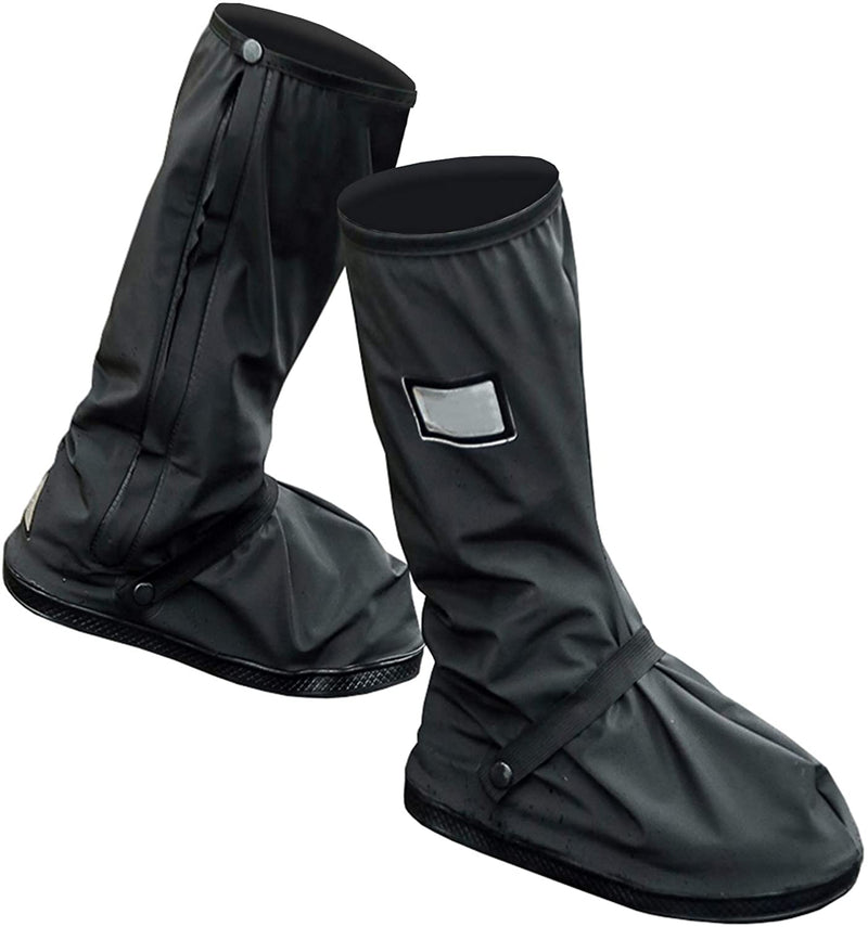 Waterproof Shoes Cover with Reflector Rain Snow Boots Black Reusable Covers for Motorcycle -1 Pair