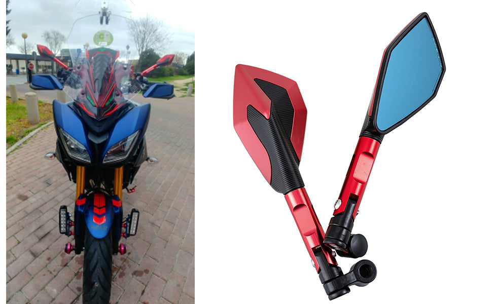 Motorcycle side mirror Anti Glaze back view mirror Red universal fitting for all bikes