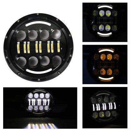 Jeep Round Headlight 7 Inch Projector style Full DRL 2 pcs Set