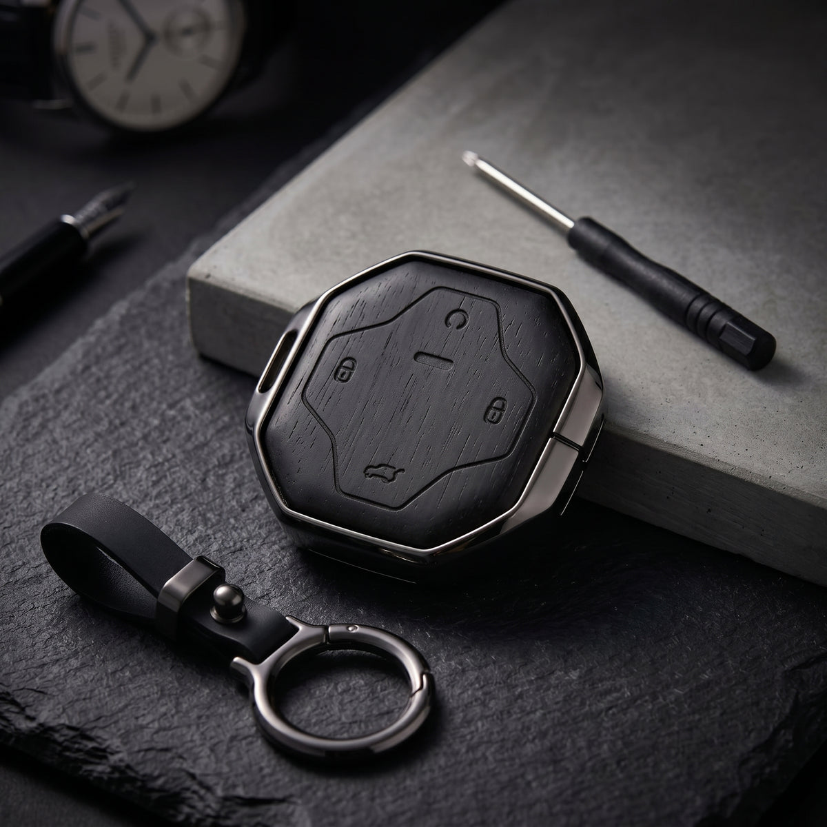 Jetour T2 Elite Series Metallic Car Key Case Luxury Zinc Alloy Protection Case(Black)