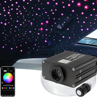 Liuhawk Single Head Fiber Optic 9.5ft Starlight Headliner Kit  900 Pcs 0.5mm with 100 pcs 1mm Meter Shooting Star, Sound Activated Remote APP Control CAR And HOME Roof Decor
