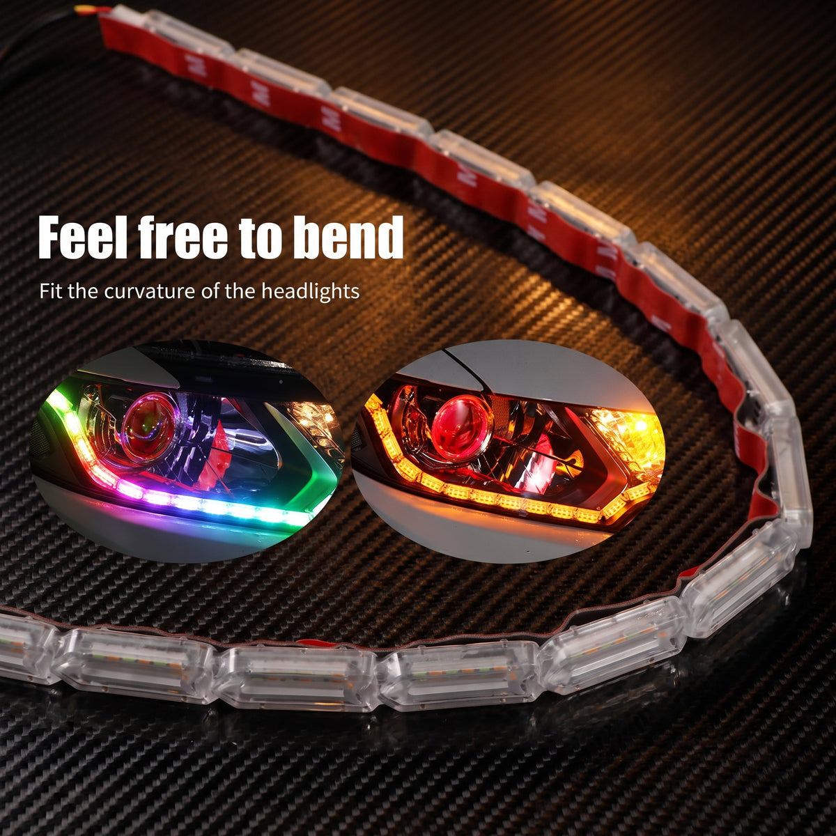LED Strip Flexible RGB Snake Style Headlight DRL Daytime Running Light With indicator