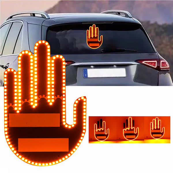 Finger Gesture Light with Remote Finger Light LED Car Back Window Sign Hand Funny Car Truck