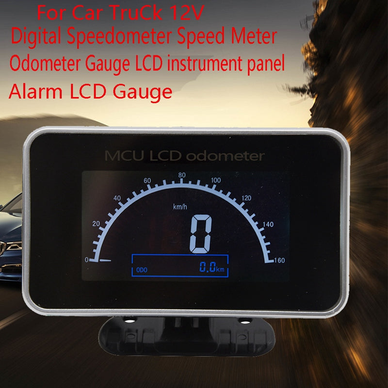 2 IN 1 Functions Digital GPS Speedometer Speed Meter + Odometer Gauge LCD Instant Panel Alarm LCD Gauge