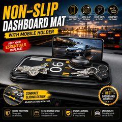 Premium Dashboard Non Slip Mat with Mobile Holder Parking Number Plate Sliding Plane