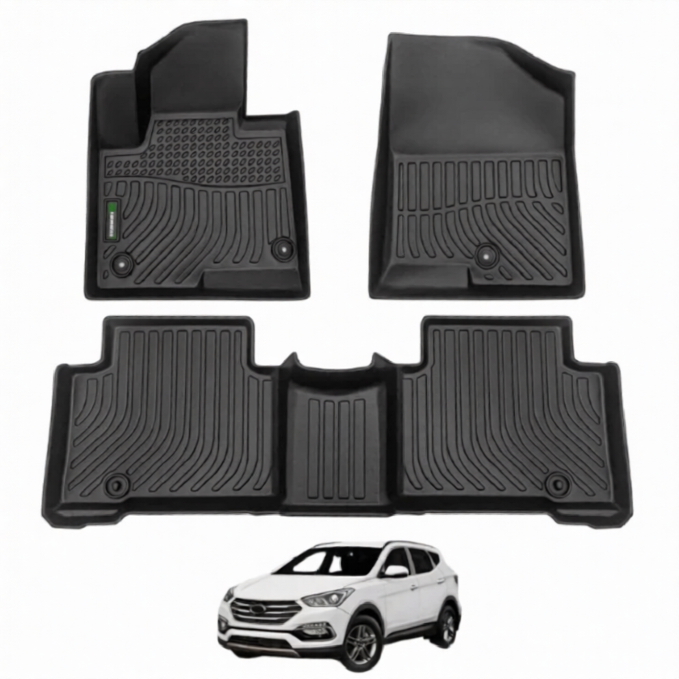 Hyundai Santa Fe Heavy Duty All-Weather TPE Car Floor Mats in Premium Quality