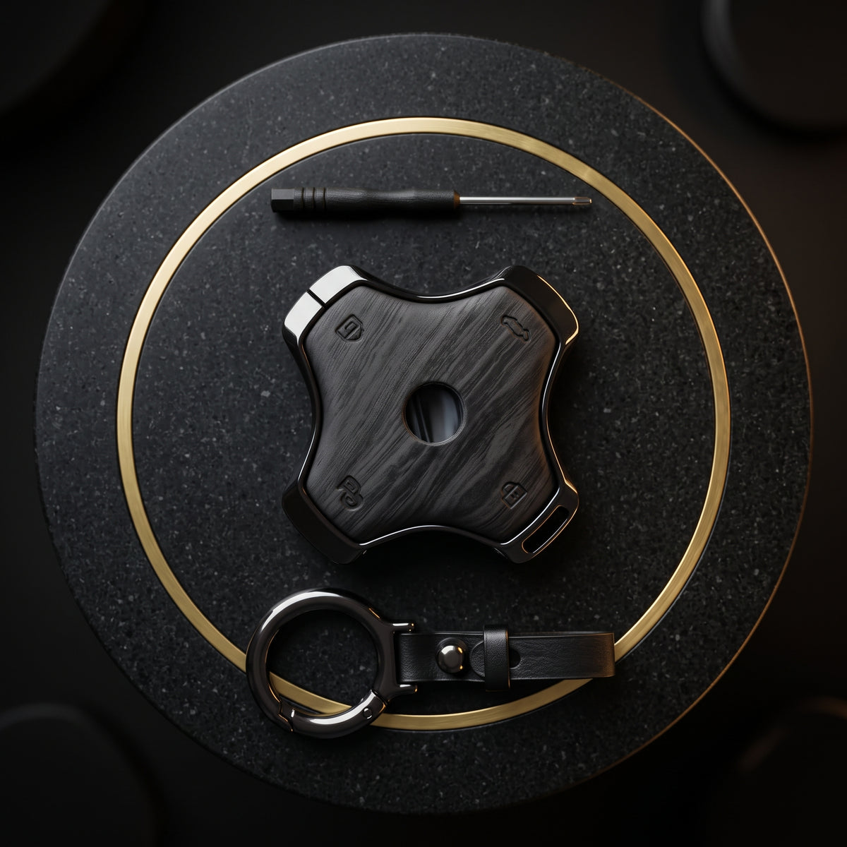 Dongfeng Elite Series Metallic Car Key Case Luxury Zinc Alloy Protection Case(Black)