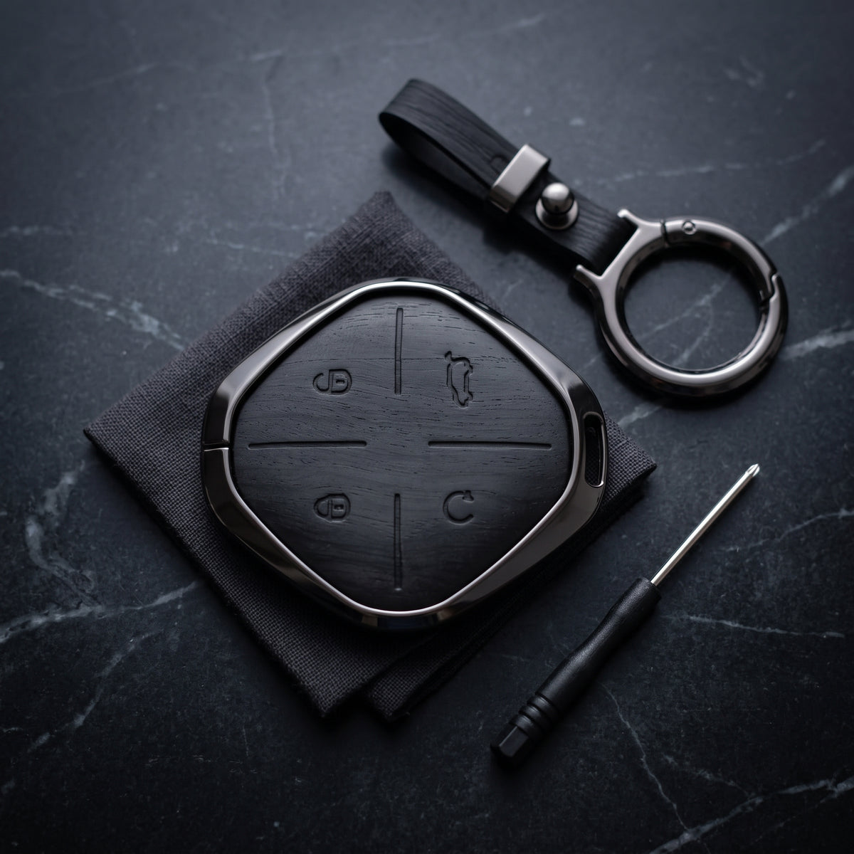 Jetour Dashing Elite Series Metallic Car Key Case Luxury Zinc Alloy Protection Case(Black)
