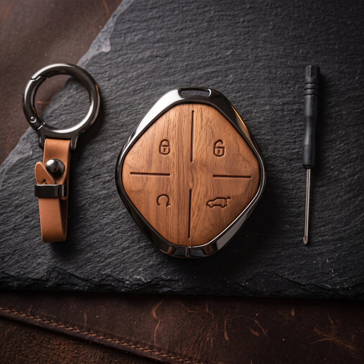 Jetour Dashing Elite Series Metallic Car Key Case Luxury Zinc Alloy Protection Case(Brown)