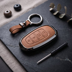Sonata 2021-2024 Model Elite Series Metallic Car Key Case Luxury Zinc Alloy Protection Case(Brown)
