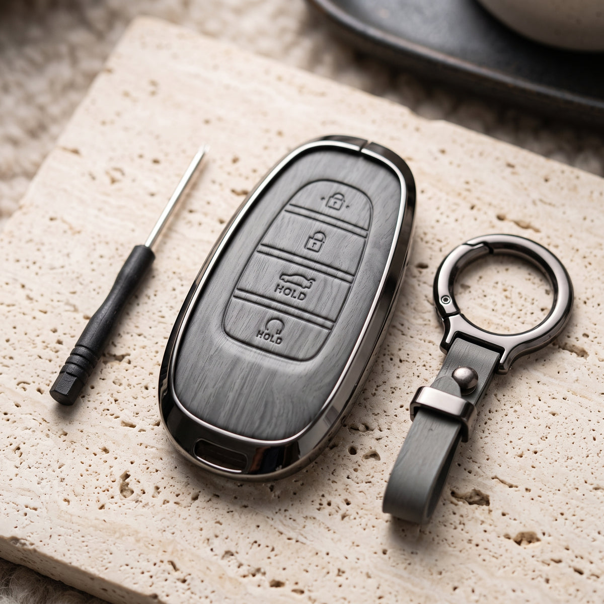Tucson 2021-2024 Model Elite Series Metallic Car Key Case Luxury Zinc Alloy Protection Case(Grey)