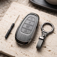 Tucson 2021-2024 Model Elite Series Metallic Car Key Case Luxury Zinc Alloy Protection Case(Grey)