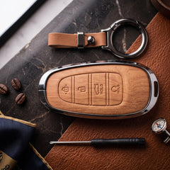 Tucson 2021-2024 Model Elite Series Metallic Car Key Case Luxury Zinc Alloy Protection Case(Brown)