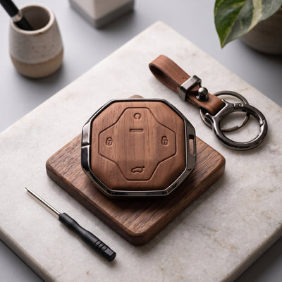 Jetour T1 Elite Series Metallic Car Key Case Luxury Zinc Alloy Protection Case(Brown)