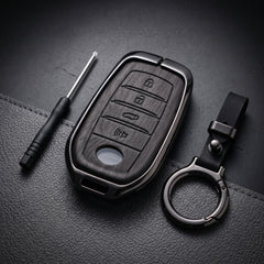 Fortuner 4 Button Elite Series Metallic Car Key Case Luxury Zinc Alloy Protection Case(Black)