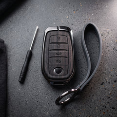 Fortuner 4 Button Elite Series Metallic Car Key Case Luxury Zinc Alloy Protection Case(Black)