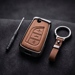 Corolla 2015 Grandy Model Elite Series Metallic Car Key Case Luxury Zinc Alloy Protection Case(Brown)