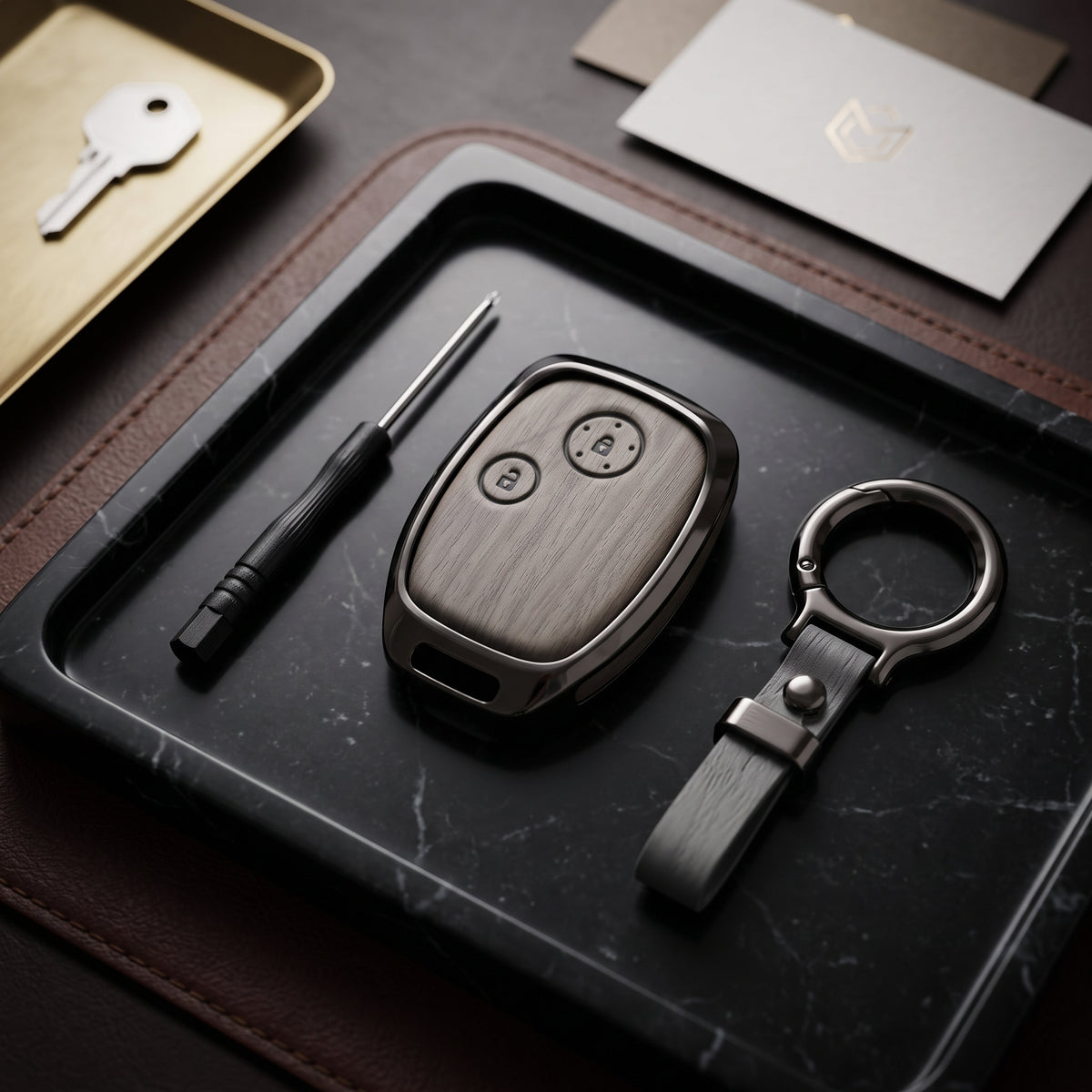 Honda Civic Reborn Elite Series Metallic Car Key Case Luxury Zinc Alloy Protection Case(Grey)