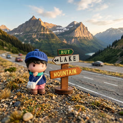 1 Pc Universal Hut Lake Mountains Sign Board With Character Decoration Acessories For Car