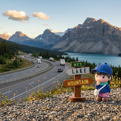 1 Pc Universal Hut Lake Mountains Sign Board With Character Decoration Acessories For Car