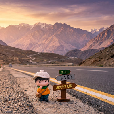 1 Pc Universal Hut Lake Mountains Sign Board With Character Decoration Acessories For Car