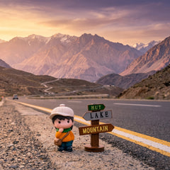 1 Pc Universal Hut Lake Mountains Sign Board With Character Decoration Acessories For Car