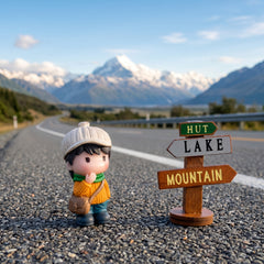 1 Pc Universal Hut Lake Mountains Sign Board With Character Decoration Acessories For Car
