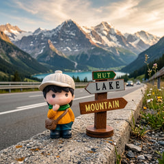 1 Pc Universal Hut Lake Mountains Sign Board With Character Decoration Acessories For Car