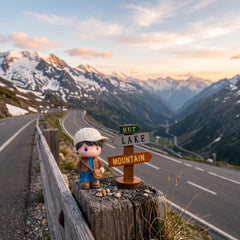 1 Pc Universal Hut Lake Mountains Sign Board With Character Decoration Acessories For Car