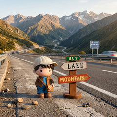 1 Pc Universal Hut Lake Mountains Sign Board With Character Decoration Acessories For Car