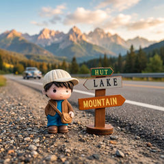 1 Pc Universal Hut Lake Mountains Sign Board With Character Decoration Acessories For Car