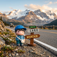 1 Pc Universal Hut Lake Mountains Sign Board With Character Decoration Acessories For Car