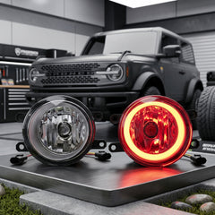 Honda Fog Lamps Shell With Angel Eye Rings In Premium Quality 2 Pcs Set (Red)
