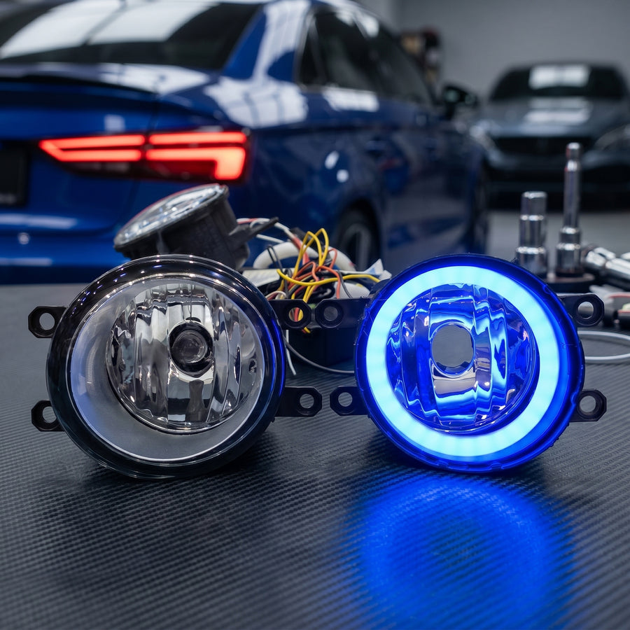 Toyota Fog Lamps Shell With Angel Eye Rings In Premium Quality 2 Pcs Set (Blue)
