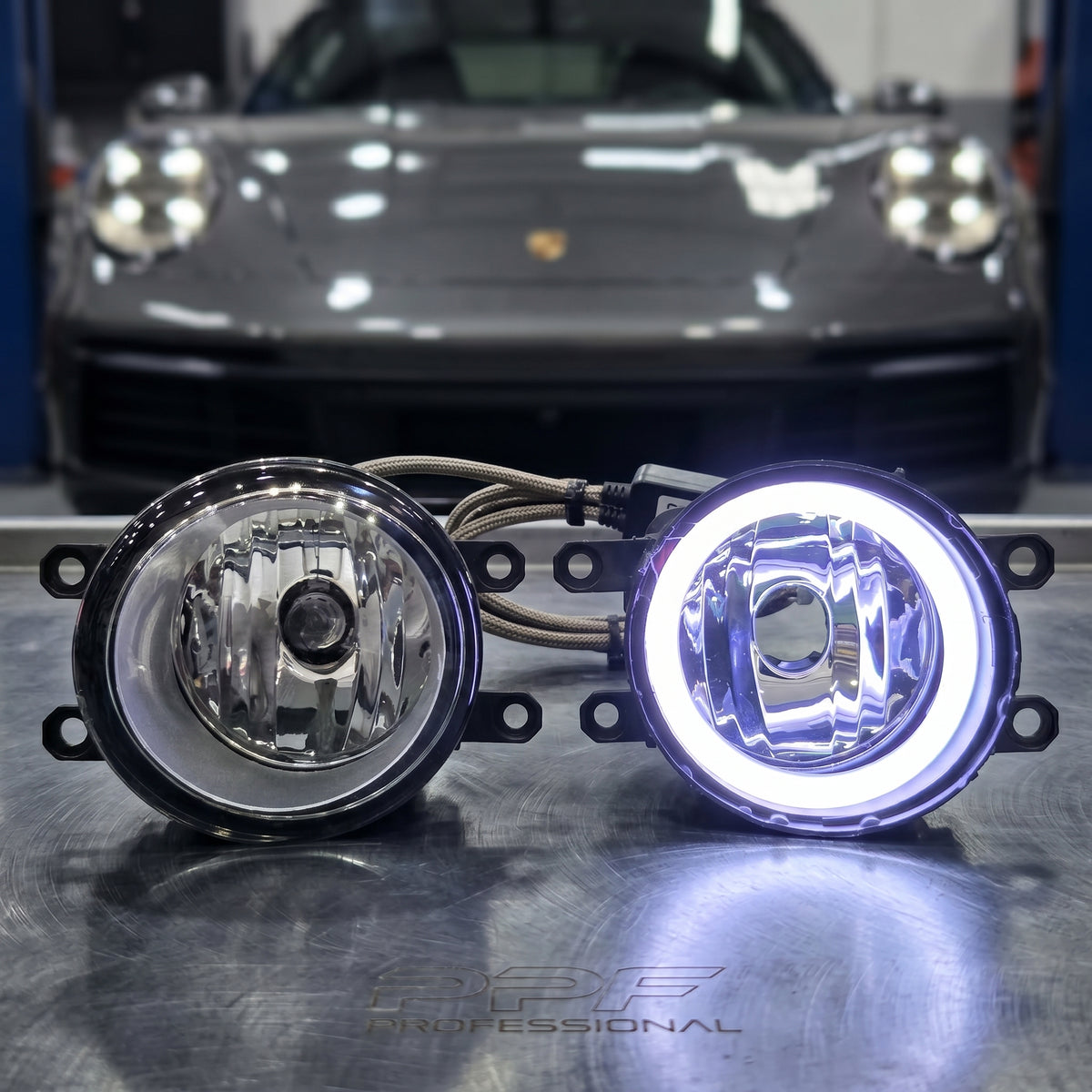 Honda Fog Lamps Shell With Angel Eye Rings In Premium Quality 2 Pcs Set (White)