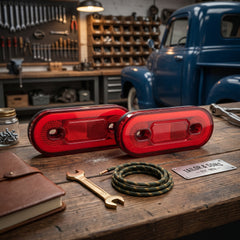 Universal Oval Shape LED Tail Lights Waterproof with Halo Glow Effect RED