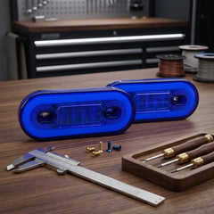 Universal Oval Shape LED Tail Lights Waterproof with Halo Glow Effect Blue