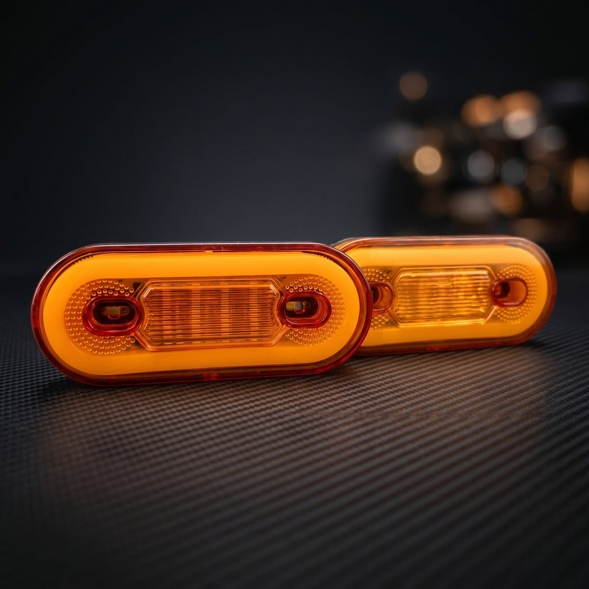 Universal Oval Shape LED Tail Lights Waterproof  with Halo Glow Effect Yellow