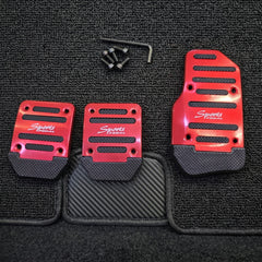 Sports Manual Non-Slip Foot Pedal Aluminum Cover Gear Brake Accelerator Car Interior Accessories Red