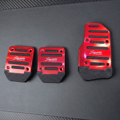 Sports Manual Non-Slip Foot Pedal Aluminum Cover Gear Brake Accelerator Car Interior Accessories Red