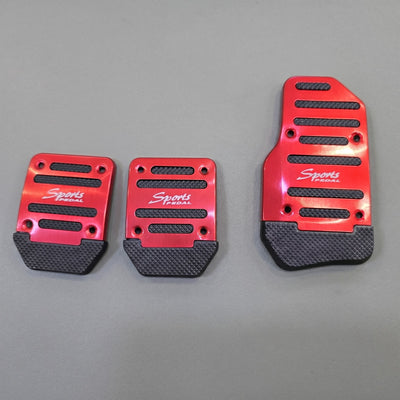 Sports Manual Non-Slip Foot Pedal Aluminum Cover Gear Brake Accelerator Car Interior Accessories Red