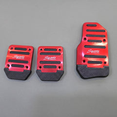 Sports Manual Non-Slip Foot Pedal Aluminum Cover Gear Brake Accelerator Car Interior Accessories Red