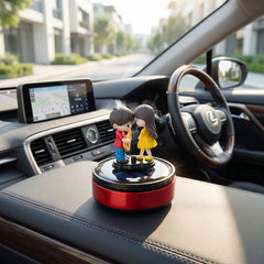 1 Pc Solar Cute Couple Car Dashboard Perfume Air Freshener 360° Rotating Car Perfume Solar Energy Fragrance Car